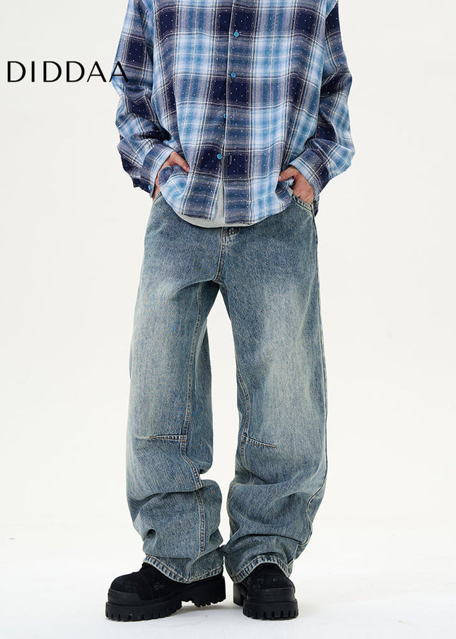 Blue American Retro Washed Straight Jeans - Women’s Jeans