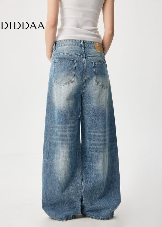 Blue American Retro Wide Leg Jeans for Men and Women - Men’s Jeans