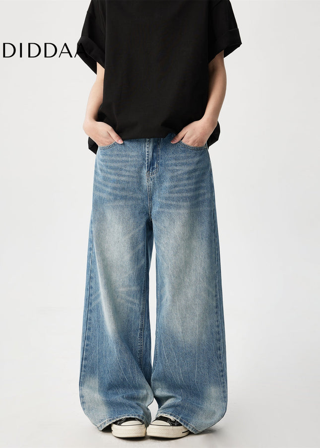 Blue American Retro Wide Leg Jeans for Men and Women - Men’s Jeans