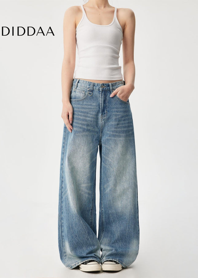 Blue American Retro Wide Leg Jeans for Men and Women - Men’s Jeans