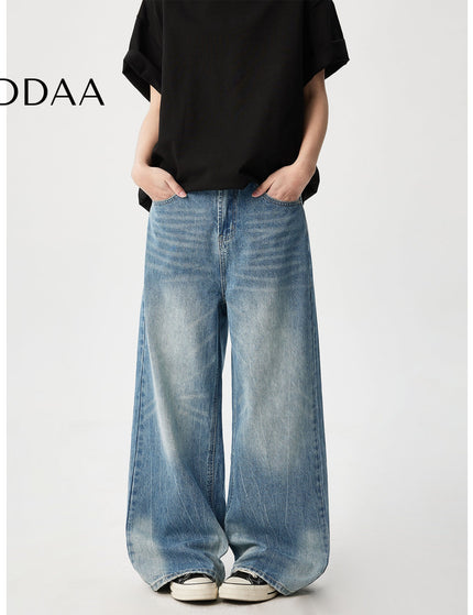 Blue American Retro Wide Leg Jeans for Men and Women - Mid Blue / S - Men’s Jeans