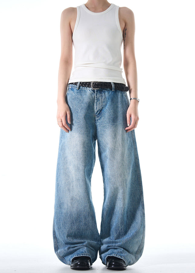 Blue Classic Distressed Wide Leg Jeans for Men and Women - Men’s Jeans