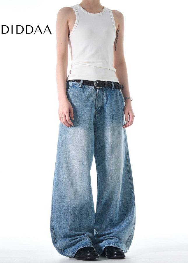 Blue Classic Distressed Wide Leg Jeans for Men and Women - Men’s Jeans