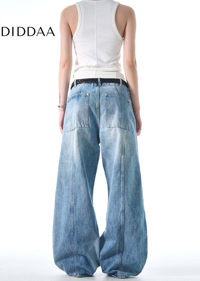 Blue Classic Distressed Wide Leg Jeans for Men and Women - Men’s Jeans