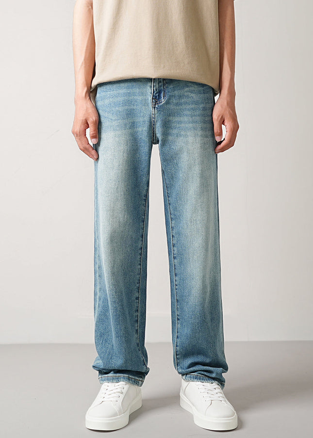 Blue Classic Stretch Straight Jeans for Men Casual Wear - 28 / Mid Blue - Men’s Jeans