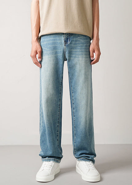Blue Classic Stretch Straight Jeans for Men Casual Wear - 28 / Mid Blue - Men’s Jeans