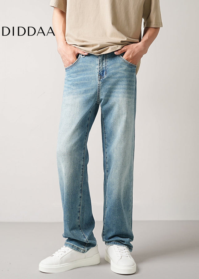 Blue Classic Stretch Straight Jeans for Men Casual Wear - Men’s Jeans