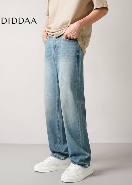 Blue Classic Stretch Straight Jeans for Men Casual Wear - Men’s Jeans