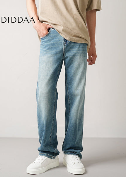 Blue Classic Stretch Straight Jeans for Men Casual Wear - Men’s Jeans