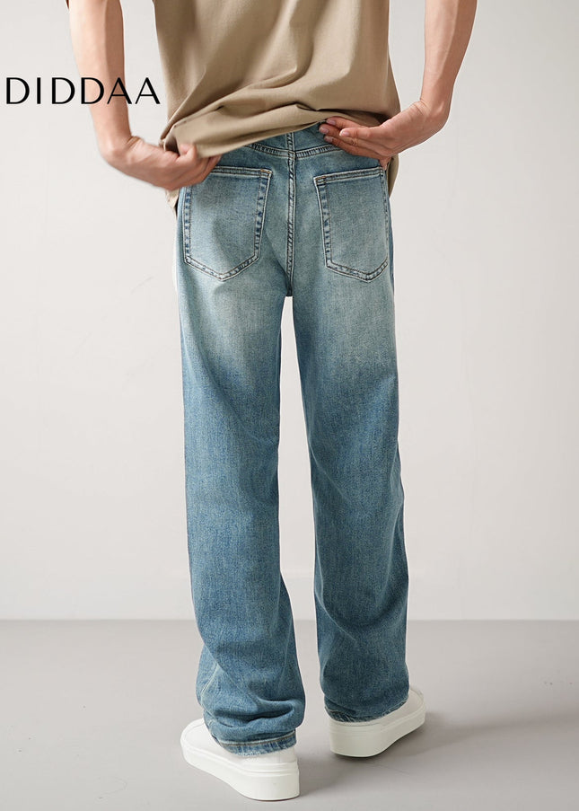 Blue Classic Stretch Straight Jeans for Men Casual Wear - Men’s Jeans