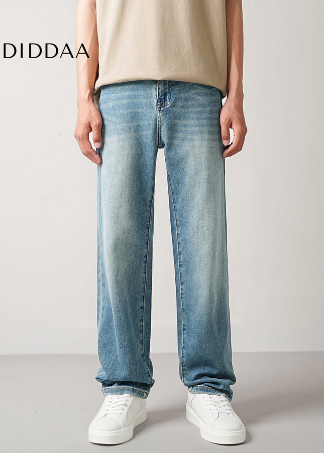 Blue Classic Stretch Straight Jeans for Men Casual Wear - Men’s Jeans