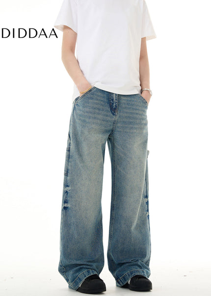 Blue Cleanfit Bootcut Jeans Men’s Loose Wide-Leg Pants - Men’s Jeans