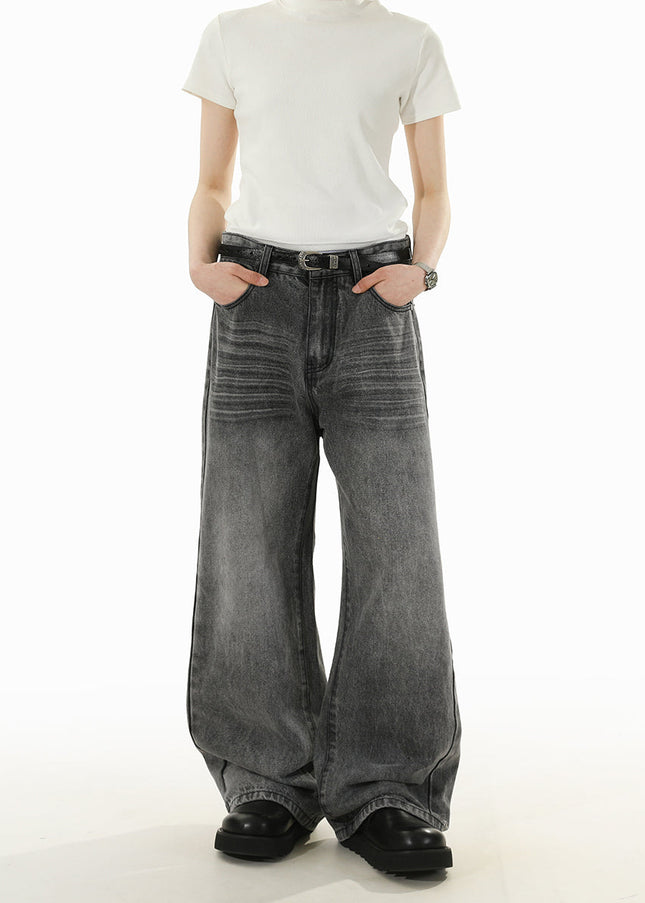 Blue Cleanfit Loose Straight Jeans RAVENOASIS Retro Wash - Men’s Jeans