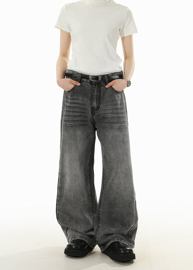 Blue Cleanfit Loose Straight Jeans RAVENOASIS Retro Wash - Men’s Jeans