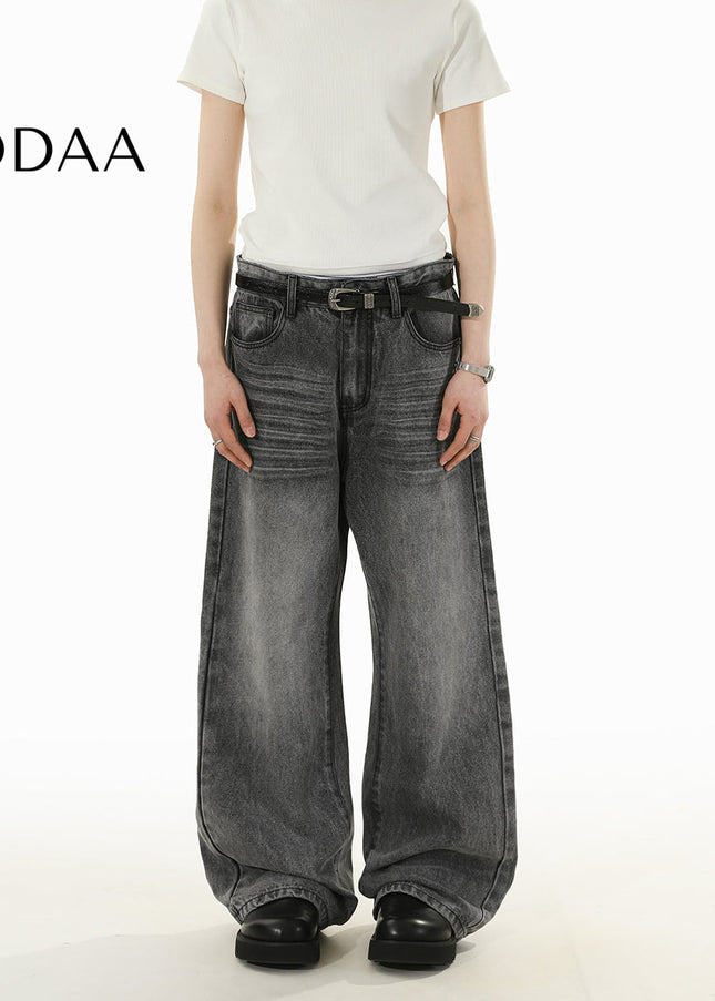 Blue Cleanfit Loose Straight Jeans RAVENOASIS Retro Wash - S / Grey - Men’s Jeans