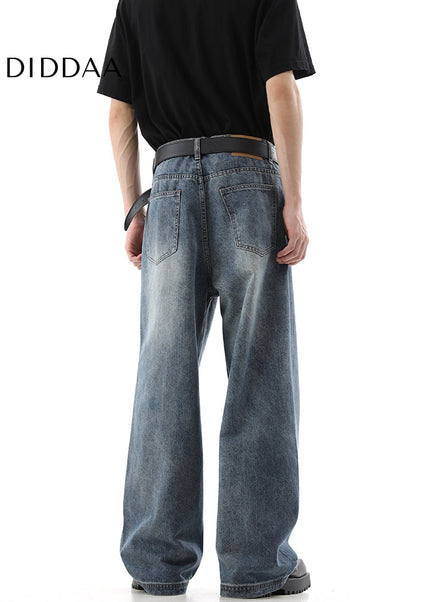 Blue Cleanfit Loose Wide-Leg Casual Jeans for Men - Men’s Jeans