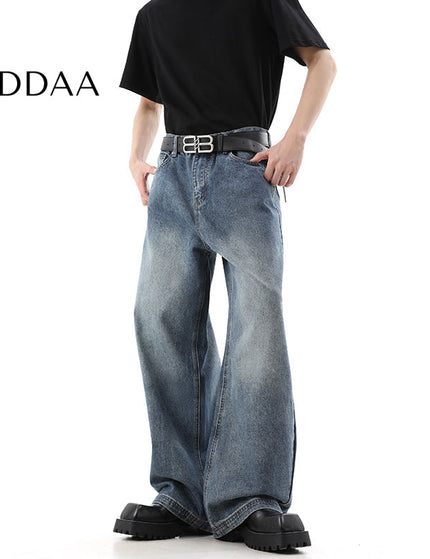 Blue Cleanfit Loose Wide-Leg Casual Jeans for Men - S / Blue - Men’s Jeans
