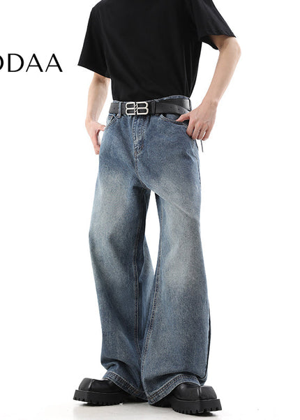 Blue Cleanfit Loose Wide-Leg Casual Jeans for Men - S / Blue - Men’s Jeans
