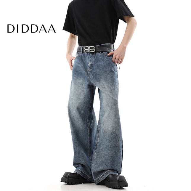 Blue Cleanfit Loose Wide-Leg Casual Jeans for Men - S / Blue - Men’s Jeans