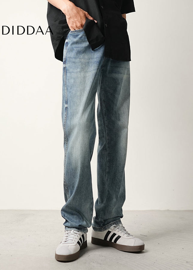 Blue Cloud Wash Loose Straight-Leg Jeans for Men - Men’s Jeans