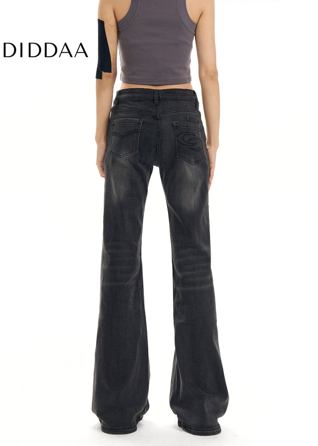 Blue Comfortable Fit Low-Waisted Slim Flared Jeans - Women’s Jeans
