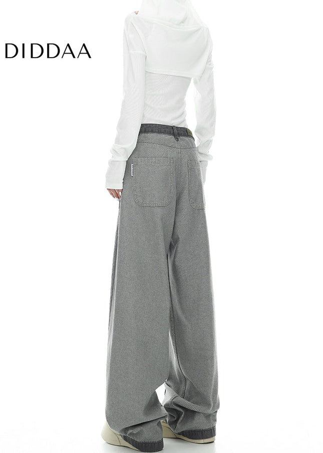 Blue Contrasting Stitched Extended Straight-Leg Jeans - Women’s Jeans