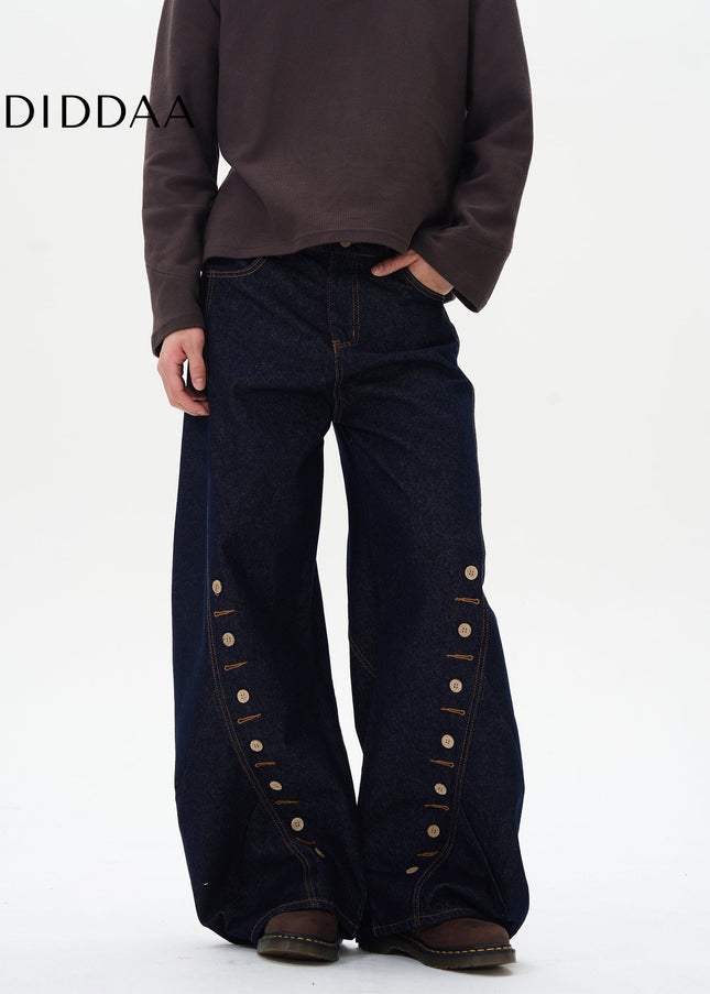 Blue Deconstructed Breasted Jeans by Tail Lang’s Shop - Women’s Jeans