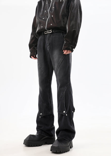 Blue Deconstructed Design Straight-Leg Jeans - Men’s Jeans