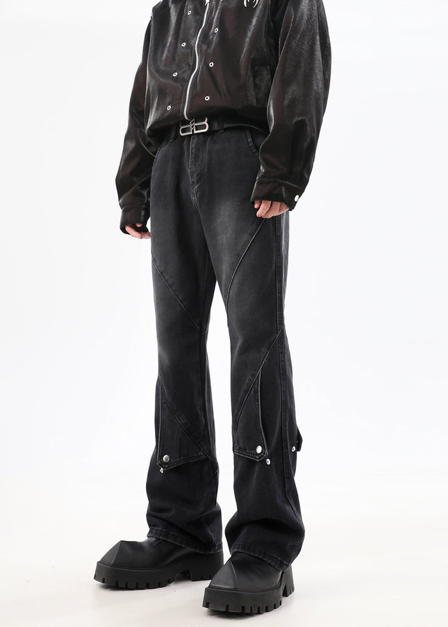 Blue Deconstructed Design Straight-Leg Jeans - Men’s Jeans
