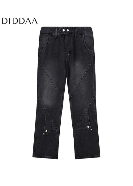 Blue Deconstructed Design Straight-Leg Jeans - Men’s Jeans
