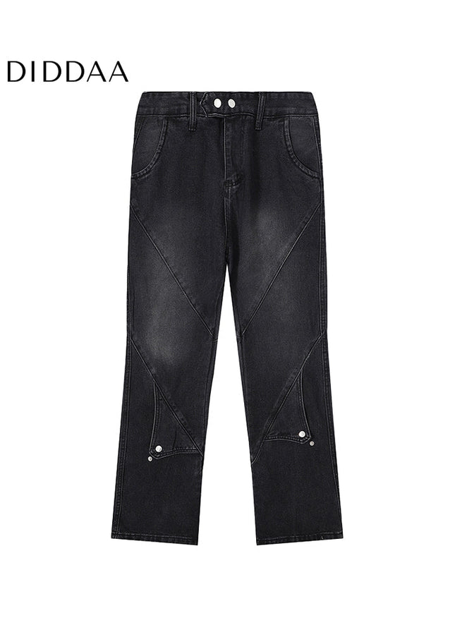 Blue Deconstructed Design Straight-Leg Jeans - Men’s Jeans