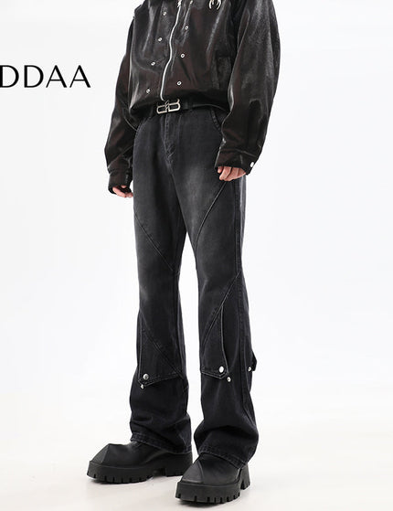 Blue Deconstructed Design Straight-Leg Jeans - S / Black - Men’s Jeans