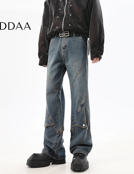 Blue Deconstructed Design Straight-Leg Jeans - S / Blue - Men’s Jeans