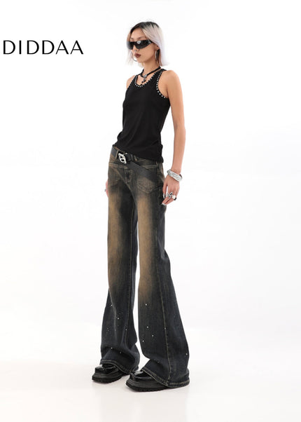 Blue Deconstructed Micro-Flared Jeans for Hot Girls - Women’s Jeans