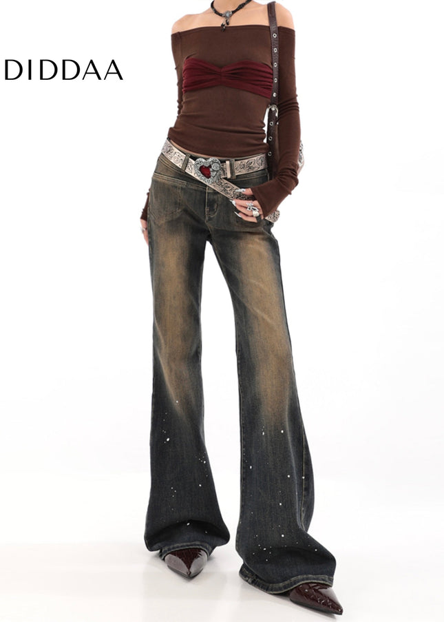 Blue Deconstructed Micro-Flared Jeans for Hot Girls - Women’s Jeans