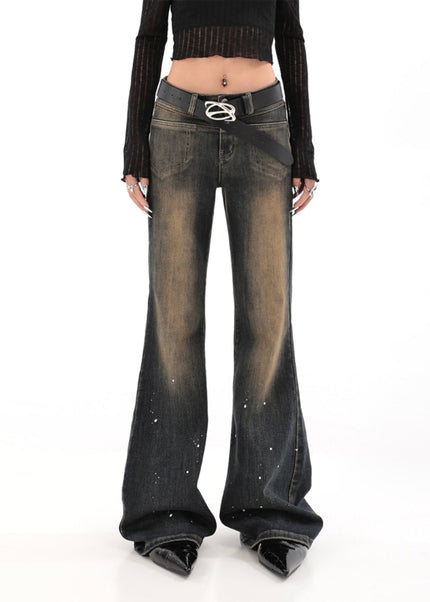 Blue Deconstructed Micro-Flared Jeans for Hot Girls - Women’s Jeans