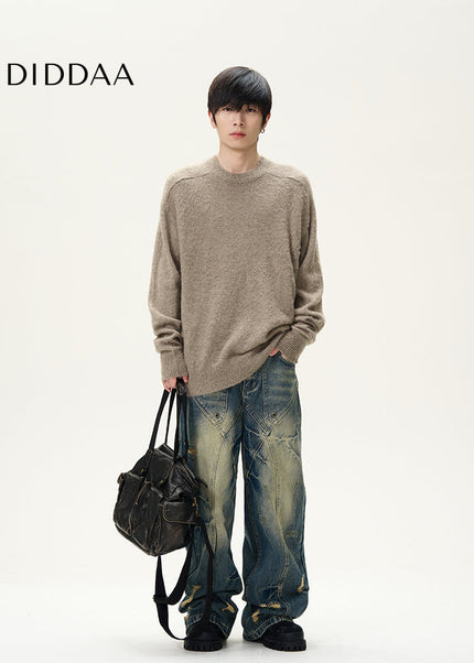 Blue Deconstructed Ripped Wide-Legged Jeans - Women’s Jeans