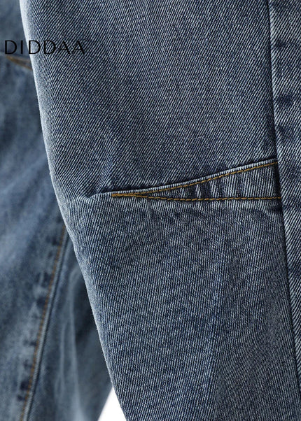 Blue Deconstructed Wide Leg Gradient Jeans - Men’s Jeans