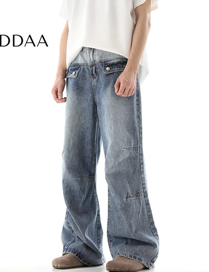 Blue Deconstructed Wide Leg Gradient Jeans - S / Blue - Men’s Jeans