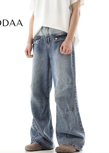 Blue Deconstructed Wide Leg Gradient Jeans - S / Blue - Men’s Jeans