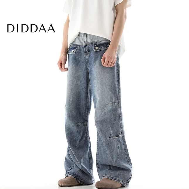 Blue Deconstructed Wide Leg Gradient Jeans - S / Blue - Men’s Jeans