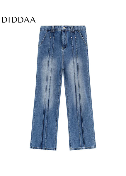 Blue Deconstructed Wide Leg Jeans for Men - Men’s Jeans