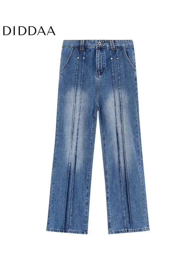 Blue Deconstructed Wide Leg Jeans for Men - Men’s Jeans