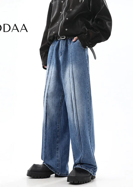 Blue Deconstructed Wide Leg Jeans for Men - S / Blue - Men’s Jeans