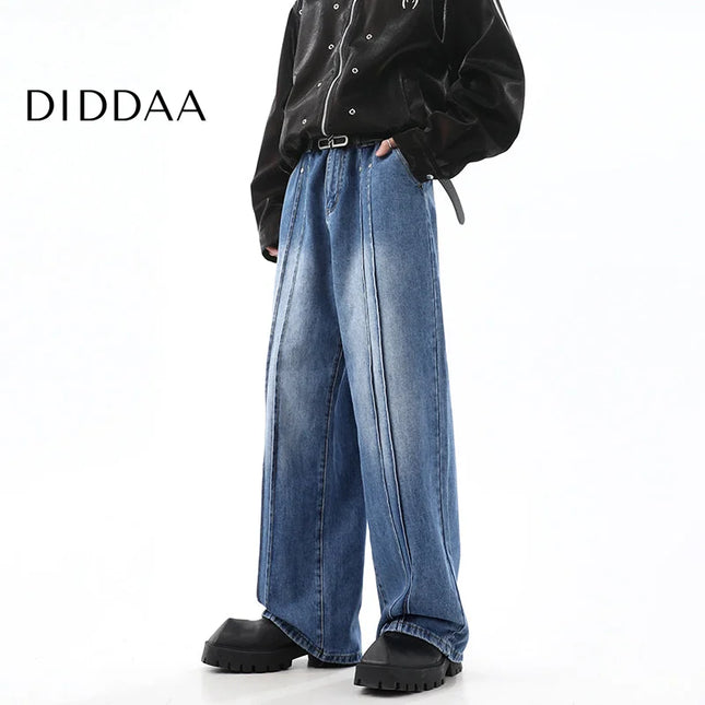 Blue Deconstructed Wide Leg Jeans for Men - S / Blue - Men’s Jeans