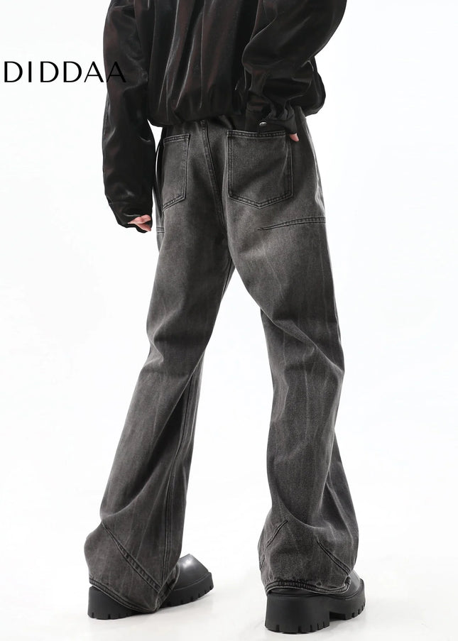 Blue Distressed American Retro Wash Wide-Leg Jeans - Men’s Jeans