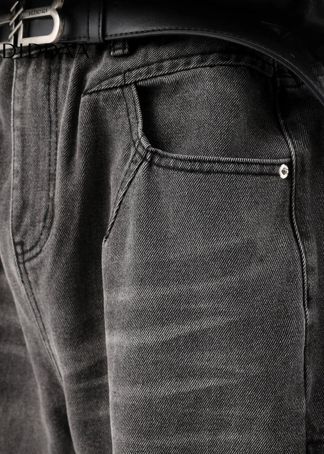 Blue Distressed American Retro Wash Wide-Leg Jeans - Men’s Jeans