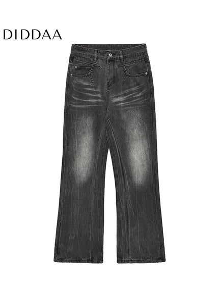 Blue Distressed American Retro Wash Wide-Leg Jeans - Men’s Jeans