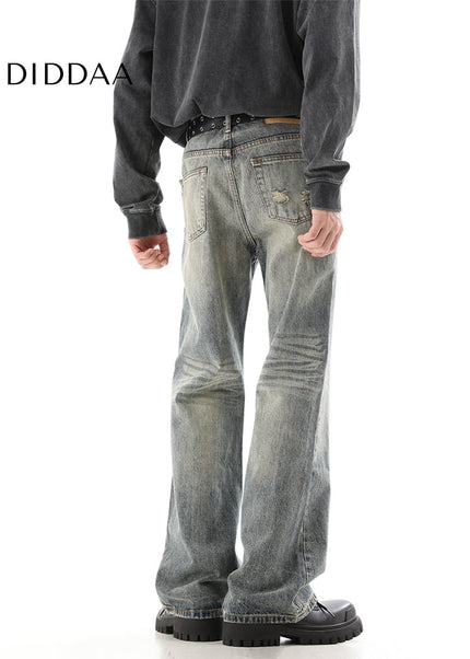 Blue Distressed American Vintage Wash Bootcut Jeans - Men’s Jeans