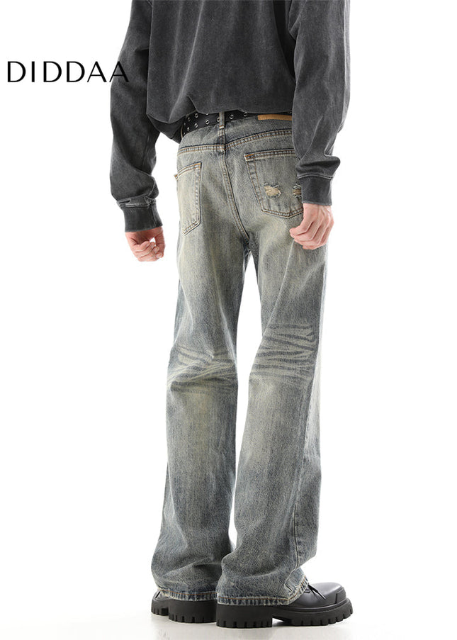 Blue Distressed American Vintage Wash Bootcut Jeans - Men’s Jeans
